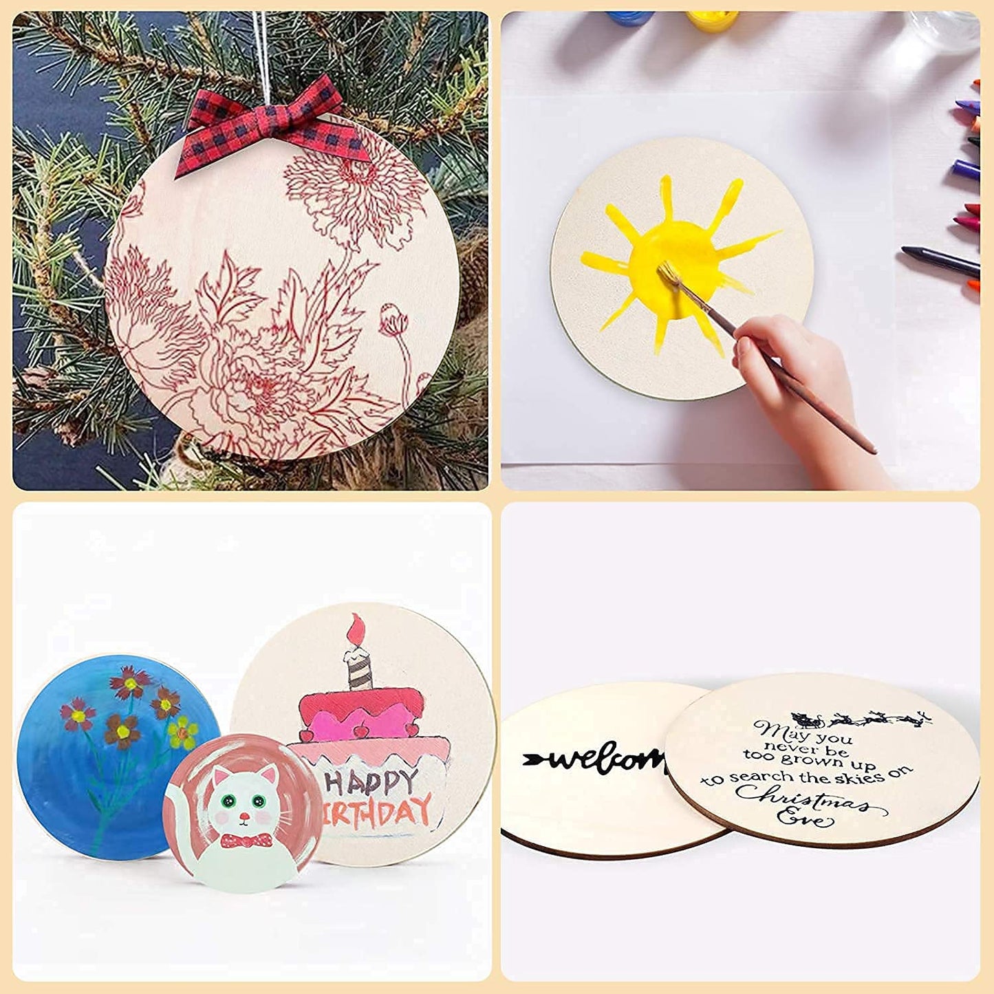 DIY MDF Key Chains Activity Decoupage Art and Craft Supplies Do It Yourself Circle Set of 20 (Brown, 2 inch X 2 inch)