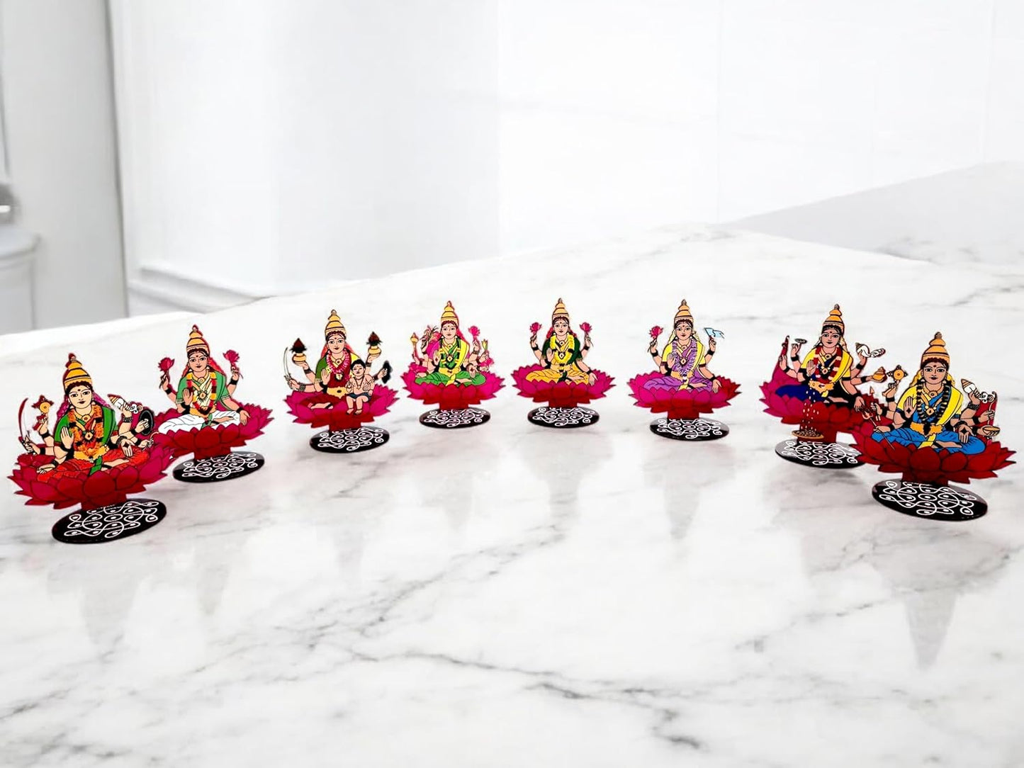 MDF MADE ASHTALAXMI/ASHTALAKSHMI SET OF 8 PCS FOR POOJA AND HOME DECOR