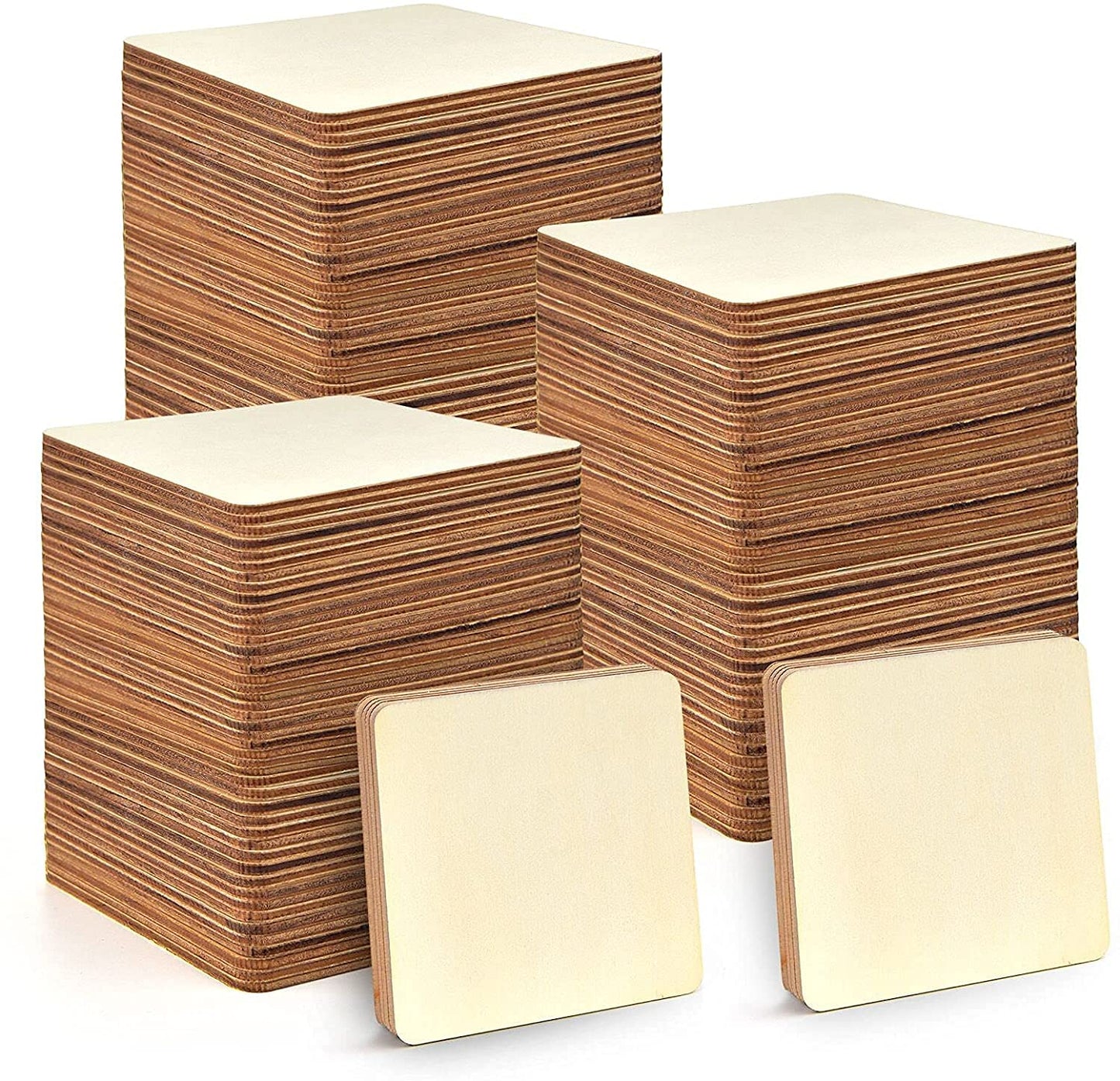 50 Pieces 3 Inches Unfinished MDF Pieces Square Blank Round Corners Pine MDF Sheets for DIY Arts Craft Project, Square Shape Blank Pieces for Your Creativity