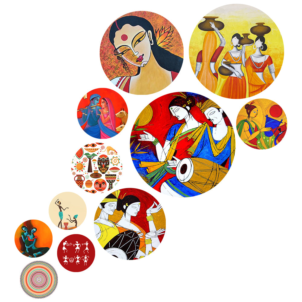 Traditional Art Wall Decor Round Coster For Home / Room / Office & etc.