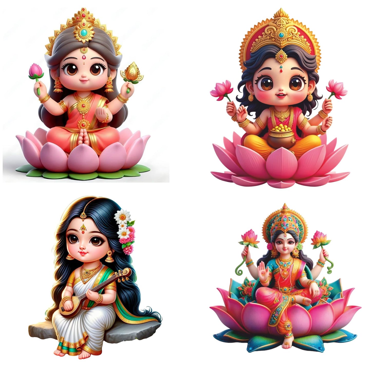 AI Laxmi Ji Cartoon Cutout For Craft Making