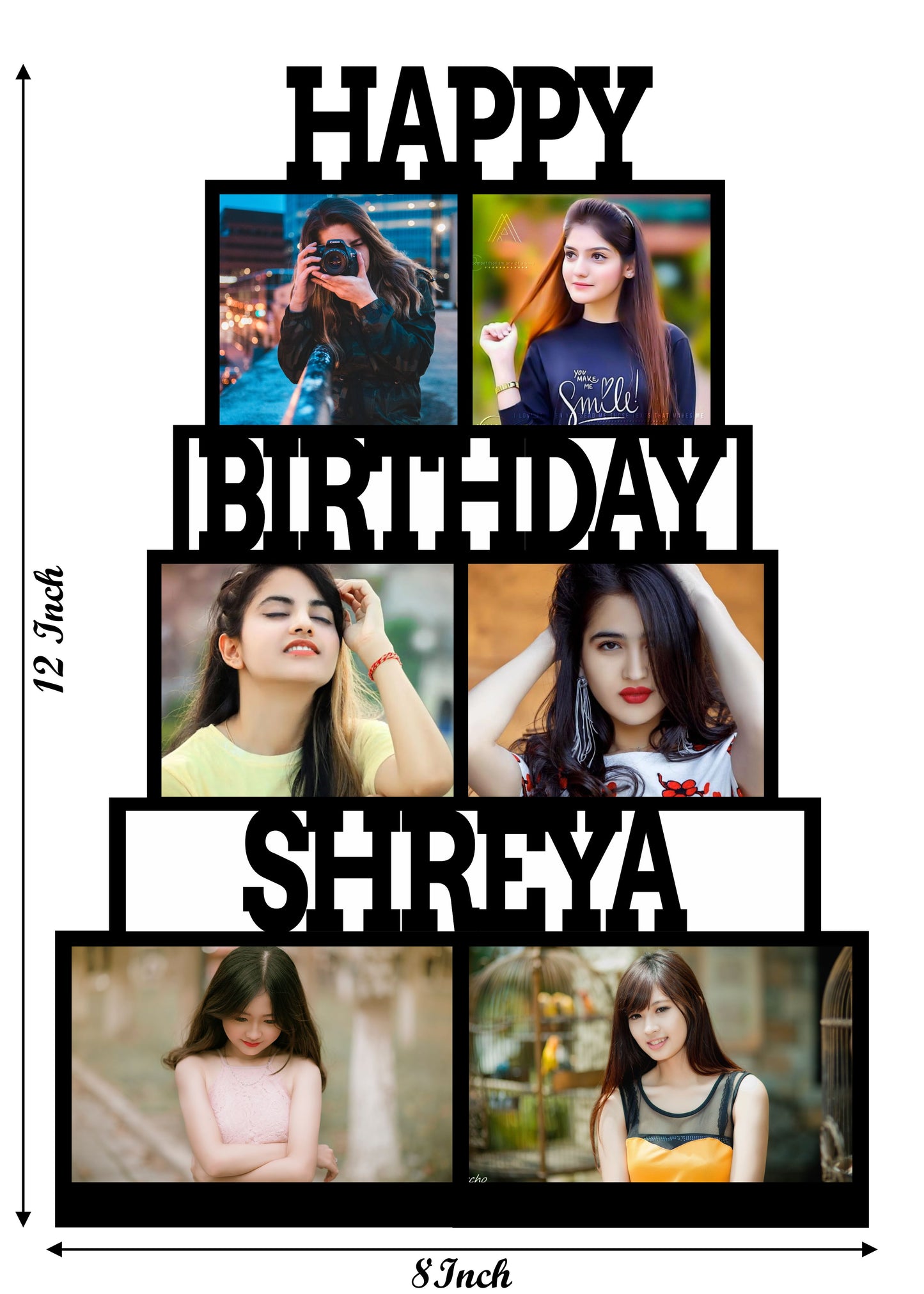 Pihu Creation Wood Personalized, Customized Gift Best Friends Reel Photo Collage gift for Friends, BFF with Frame, Birthday Gift,Anniversary Gift Wall (Multicolor, 6 Photo(s), Good Quality Photo, Above 300KB)
