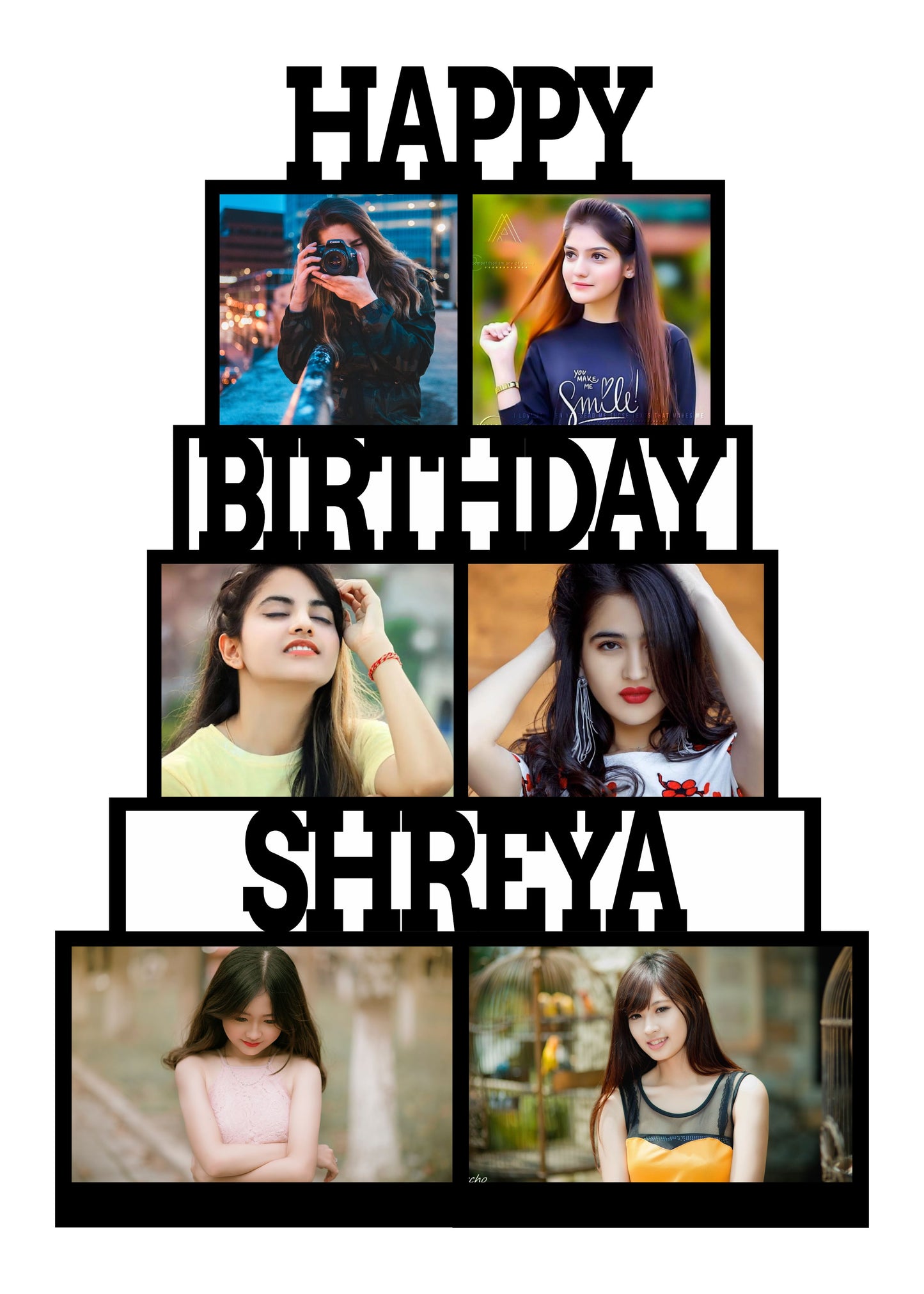 Pihu Creation Wood Personalized, Customized Gift Best Friends Reel Photo Collage gift for Friends, BFF with Frame, Birthday Gift,Anniversary Gift Wall (Multicolor, 6 Photo(s), Good Quality Photo, Above 300KB)