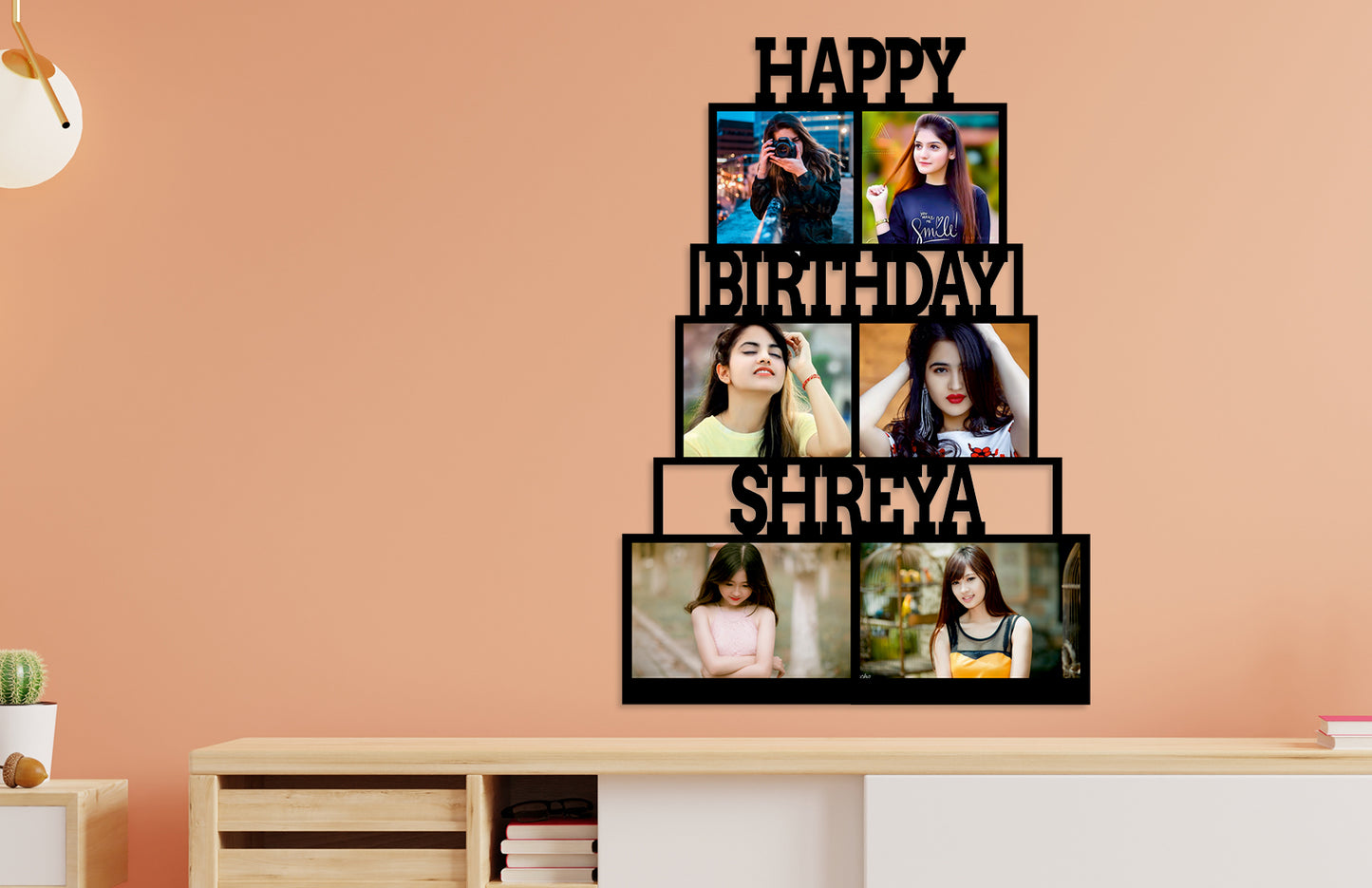 Pihu Creation Wood Personalized, Customized Gift Best Friends Reel Photo Collage gift for Friends, BFF with Frame, Birthday Gift,Anniversary Gift Wall (Multicolor, 6 Photo(s), Good Quality Photo, Above 300KB)