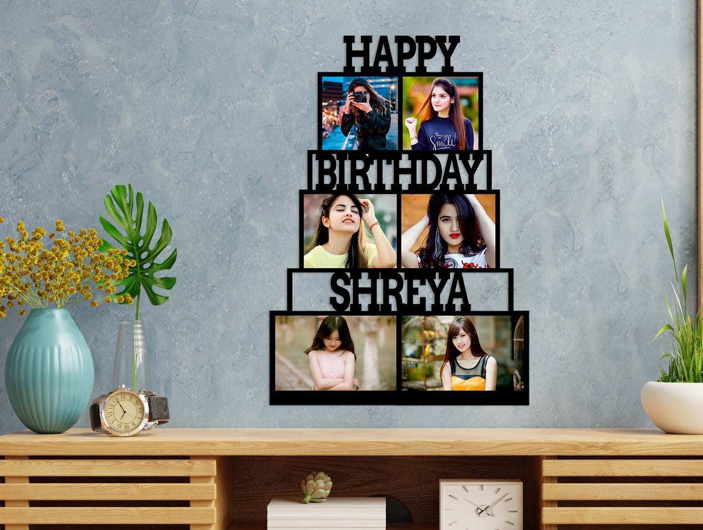 Pihu Creation Wood Personalized, Customized Gift Best Friends Reel Photo Collage gift for Friends, BFF with Frame, Birthday Gift,Anniversary Gift Wall (Multicolor, 6 Photo(s), Good Quality Photo, Above 300KB)