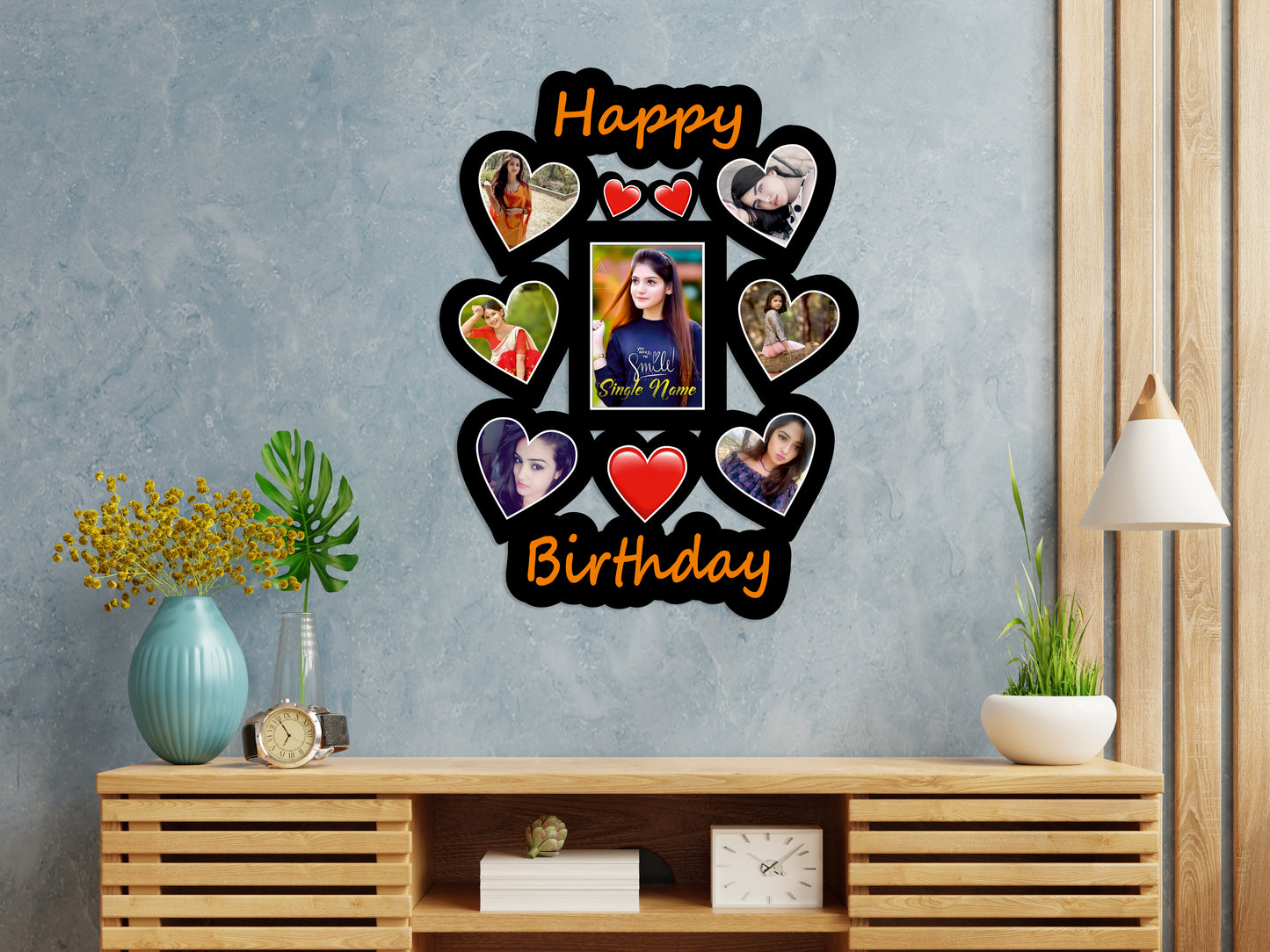 Pihu Creation Wood Personalized, Customized Gift Best Friends Reel Photo Collage gift for Friends, BFF with Frame, Birthday Gift,Anniversary Gift Wall (Multicolor, Black, 7 Photo(s), Good Quality Photo, Above 350KB, 7x7)