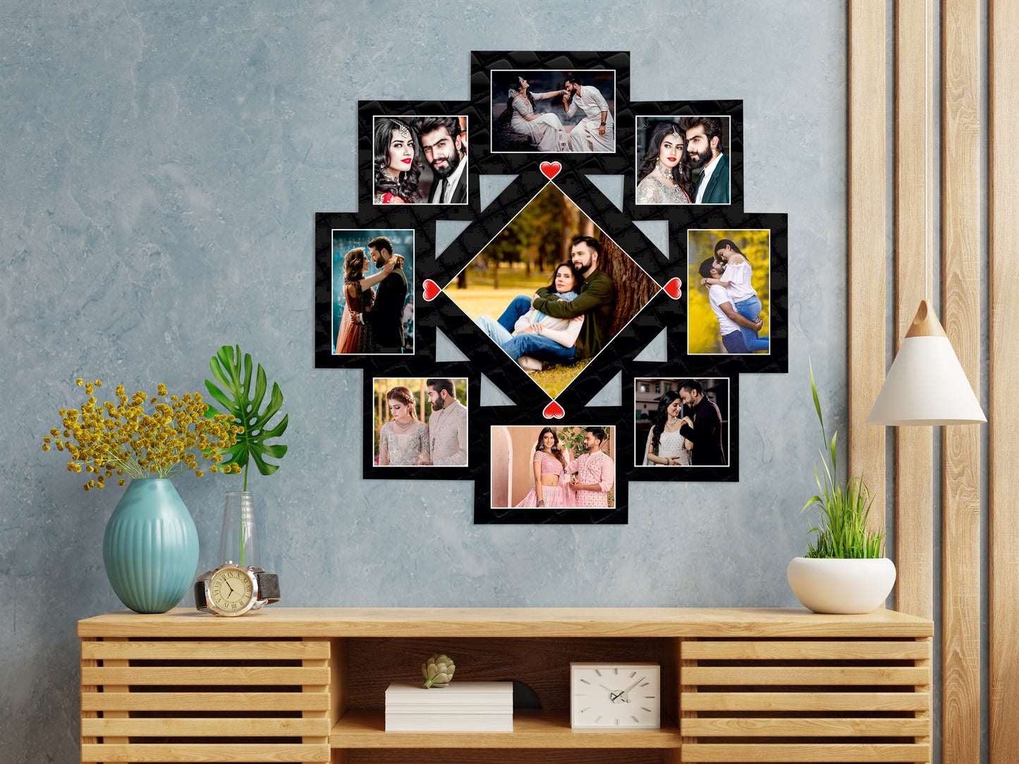 Pihu Creation Wood Personalized, Customized Gift Best Friends Reel Photo Collage gift for Friends, BFF with Frame, Birthday Gift,Anniversary Gift Wall (Multicolor, Black, 9 Photo(s), Good Quality Photo, Above 350KB, 7x7)