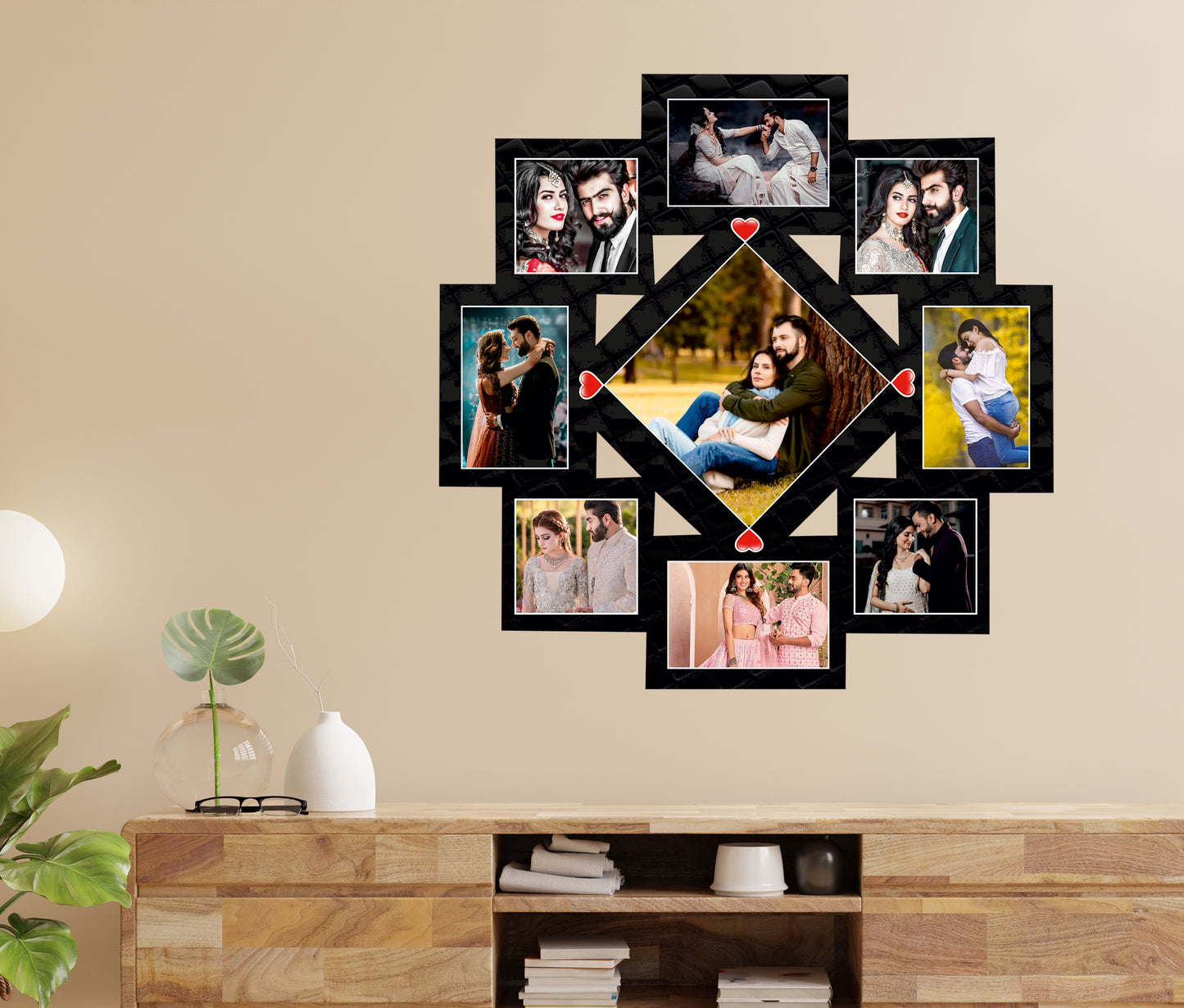 Pihu Creation Wood Personalized, Customized Gift Best Friends Reel Photo Collage gift for Friends, BFF with Frame, Birthday Gift,Anniversary Gift Wall (Multicolor, Black, 9 Photo(s), Good Quality Photo, Above 350KB, 7x7)