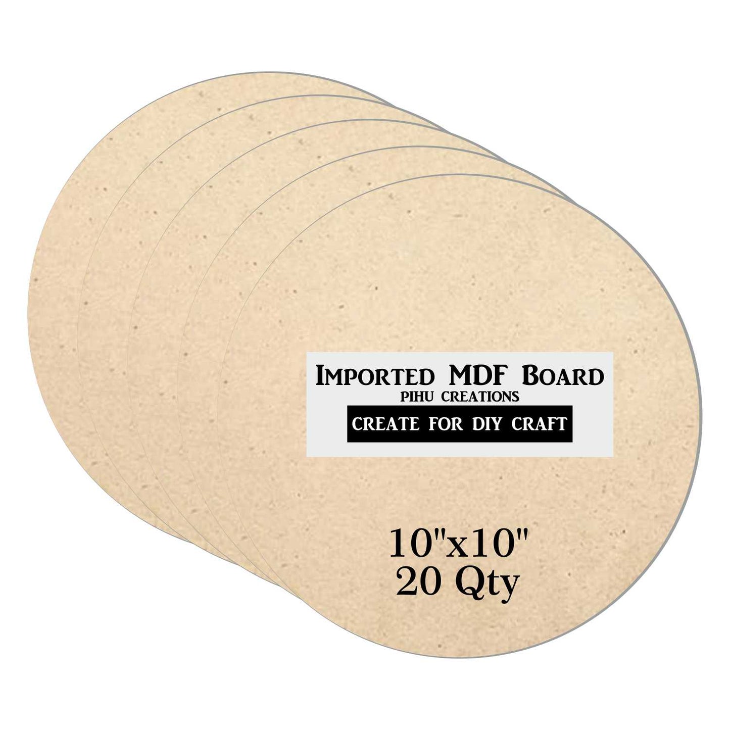 20 Piece 10x10 Inch Round MDF Boards for Art and Craft, Wood Round MDF Sheets for Craft Work, DIY MDF Cutouts