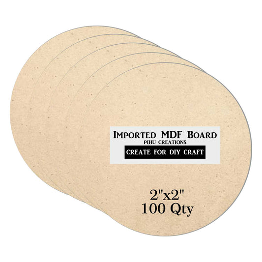 100 Piece 2 x 2 Inch Round MDF Boards for Art and Craft, Wood Round MDF Sheets for Craft Work, DIY MDF Cutouts