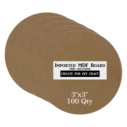 100 Piece 3 x 3 Inch Round MDF Boards for Art and Craft, Wood Round MDF Sheets for Craft Work, DIY MDF Cutouts