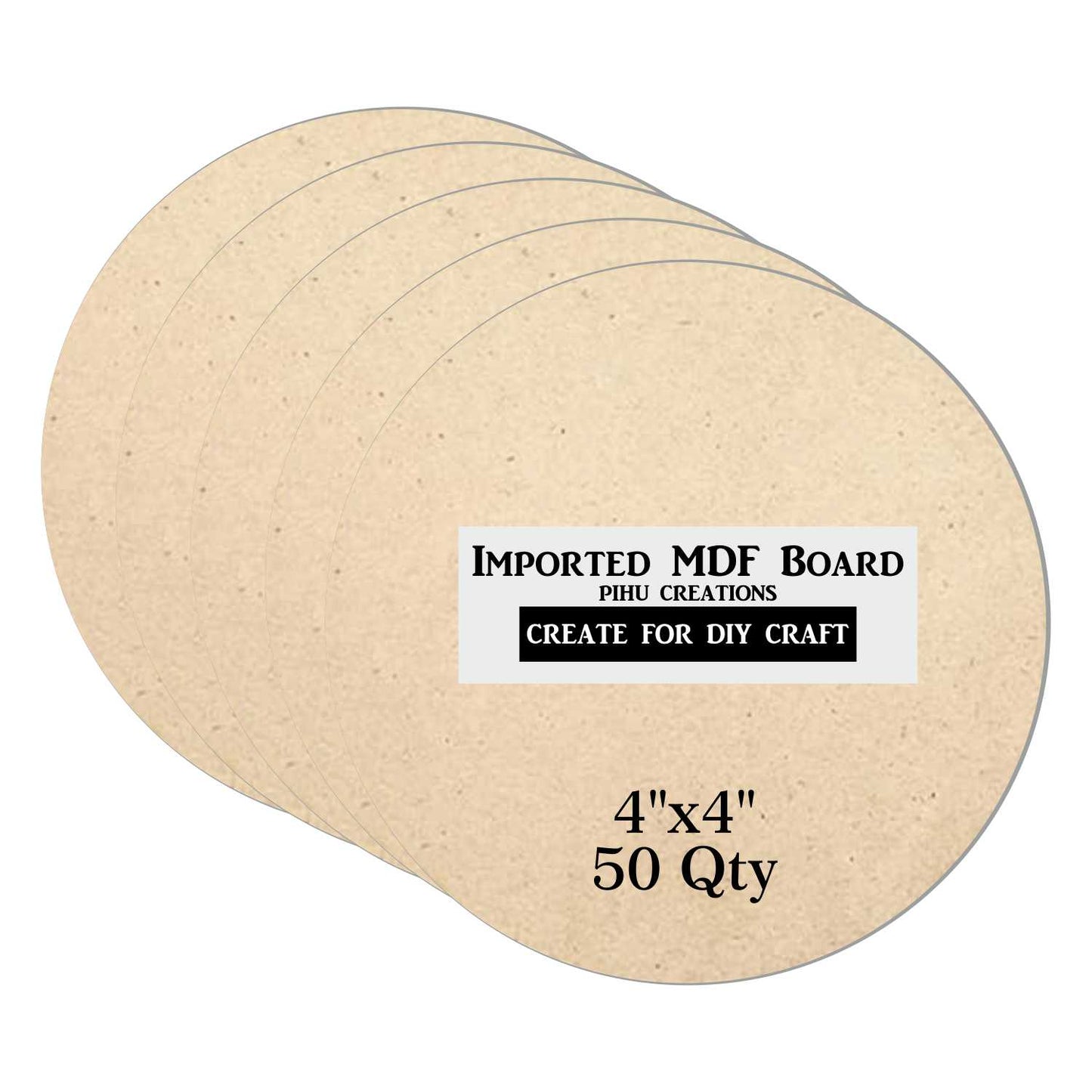 50 Piece 4 x 4 Inch Round MDF Boards for Art and Craft, Wood Round MDF Sheets for Craft Work, DIY MDF Cutouts