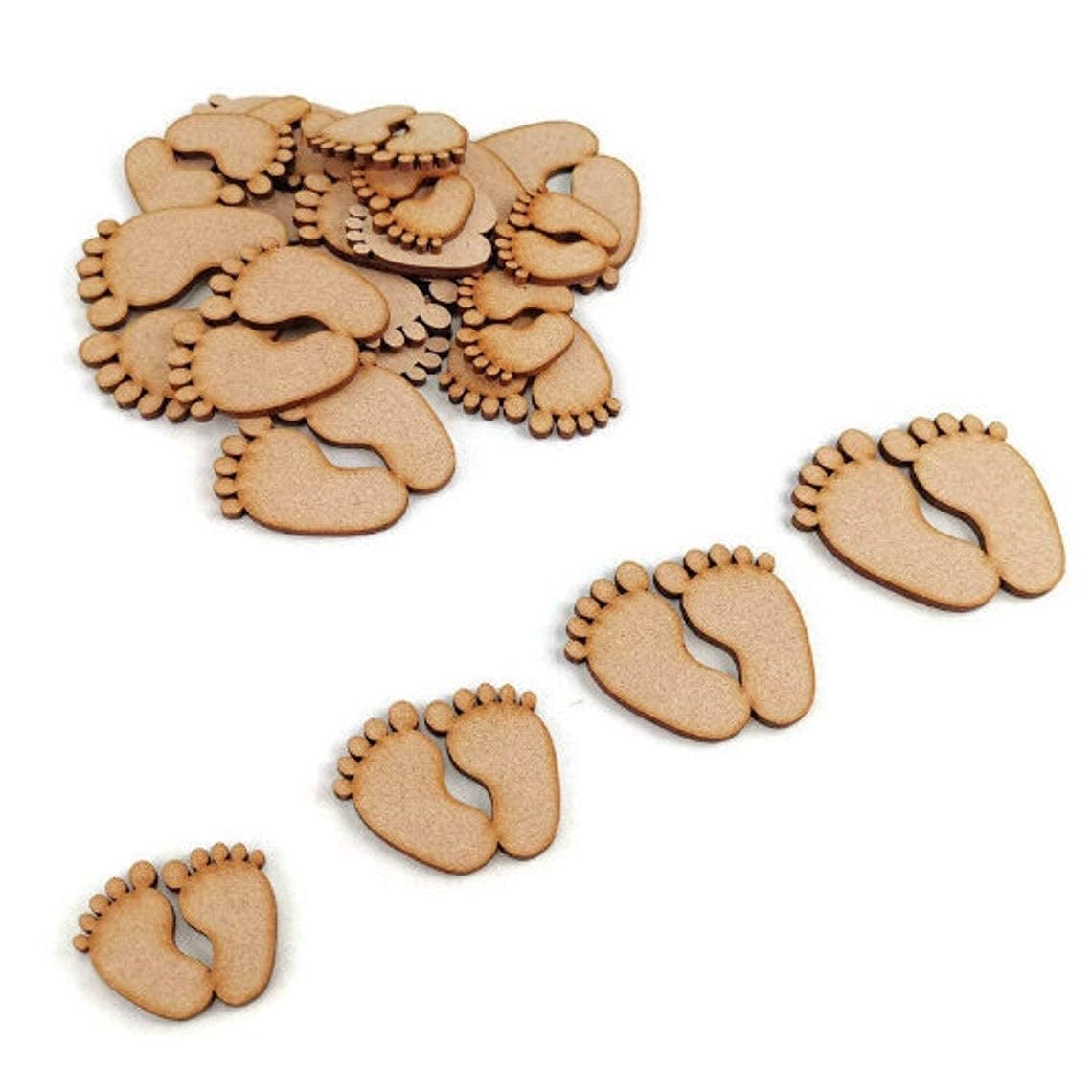 20 Pcs DIY MDF Cutouts , Cute Baby Feet Craft Shapes