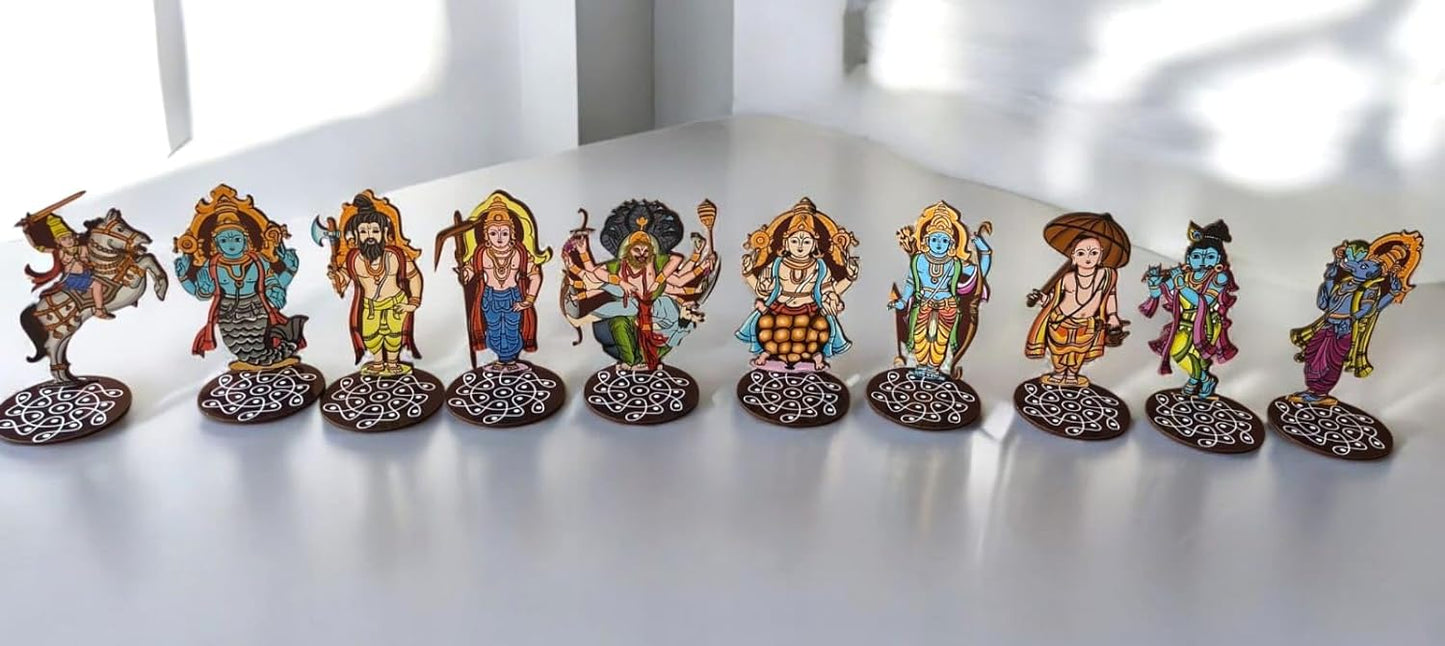 MDF Made DASHAVTAR Set of 10 PCS for Pooja and Home Decor
