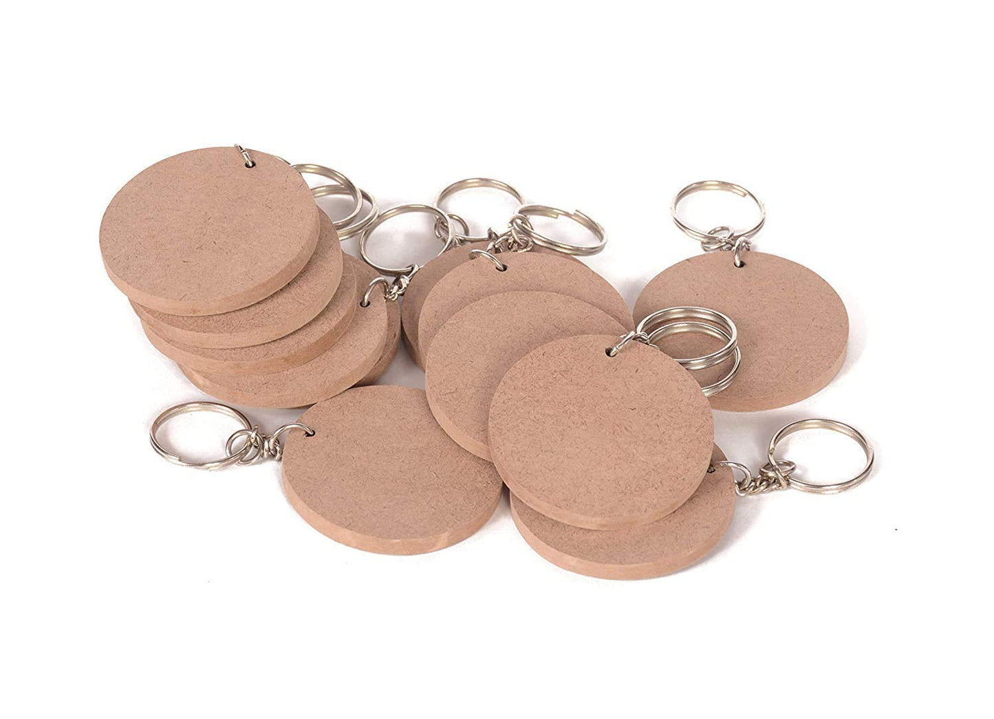 DIY MDF Key Chains Activity Decoupage Art and Craft Supplies Do It Yourself Circle Set of 20 (Brown, 2 inch X 2 inch)