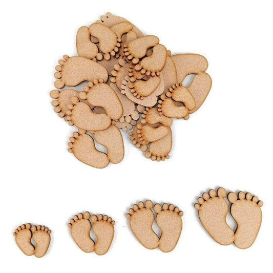 20 Pcs DIY MDF Cutouts , Cute Baby Feet Craft Shapes