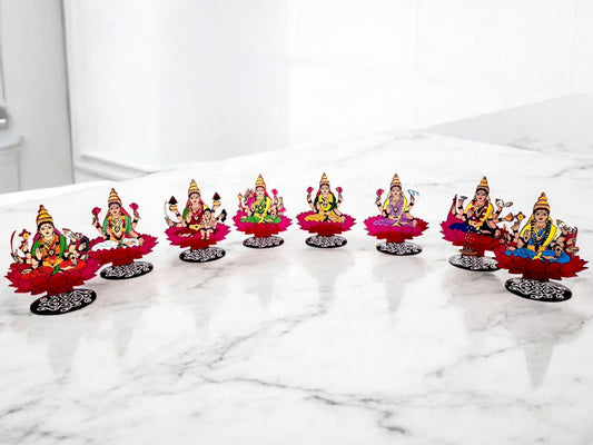 MDF MADE ASHTALAXMI/ASHTALAKSHMI SET OF 8 PCS FOR POOJA AND HOME DECOR
