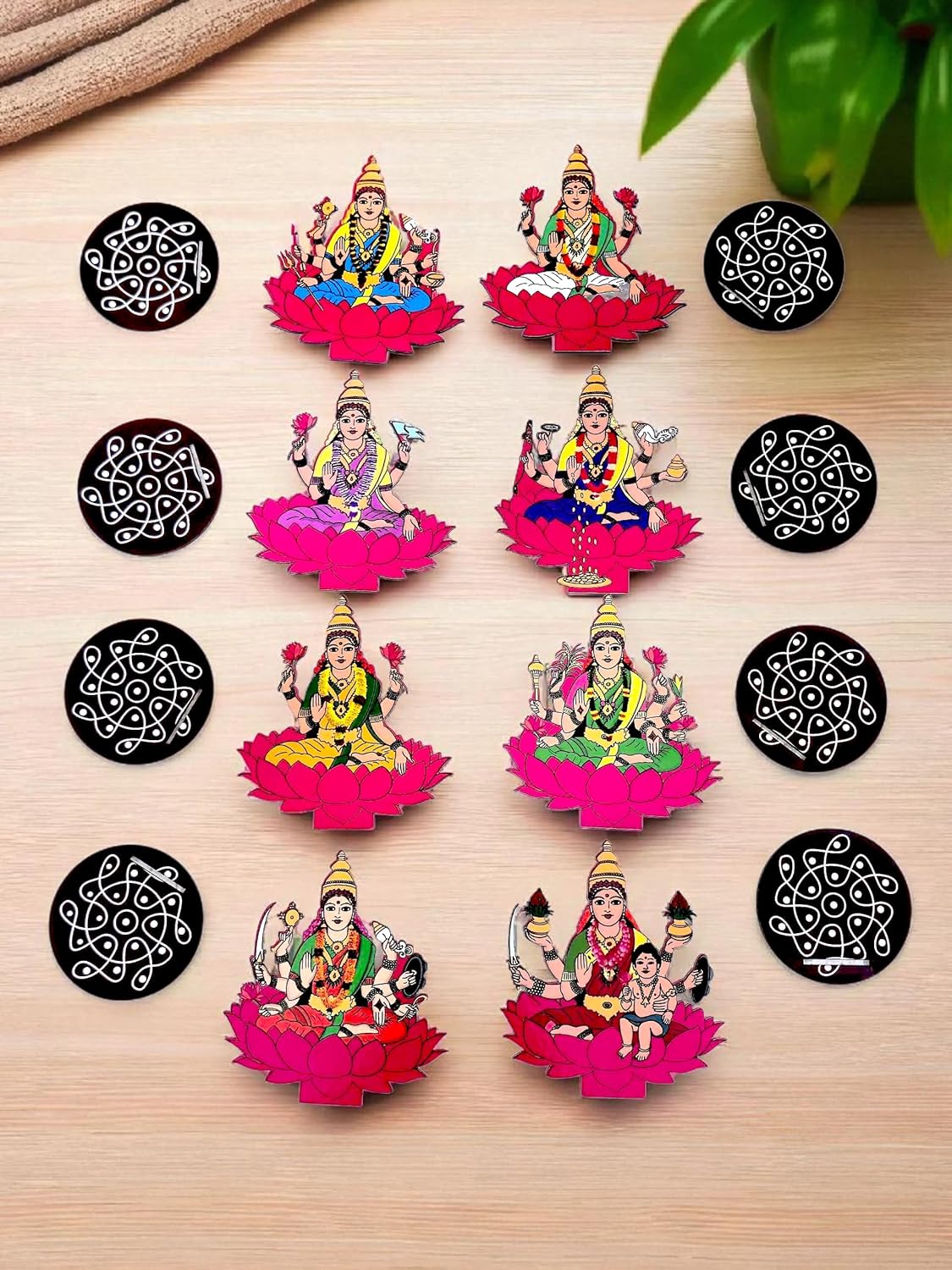MDF MADE ASHTALAXMI/ASHTALAKSHMI SET OF 8 PCS FOR POOJA AND HOME DECOR