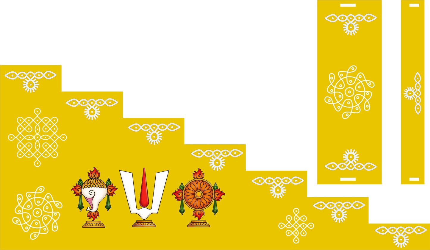 7 Step Decorative Staircase Sticker | (14x7x6) Inch  Pooja Stair Riser Wall Sticker | Rangoli Design Step Decor for Festival & Home