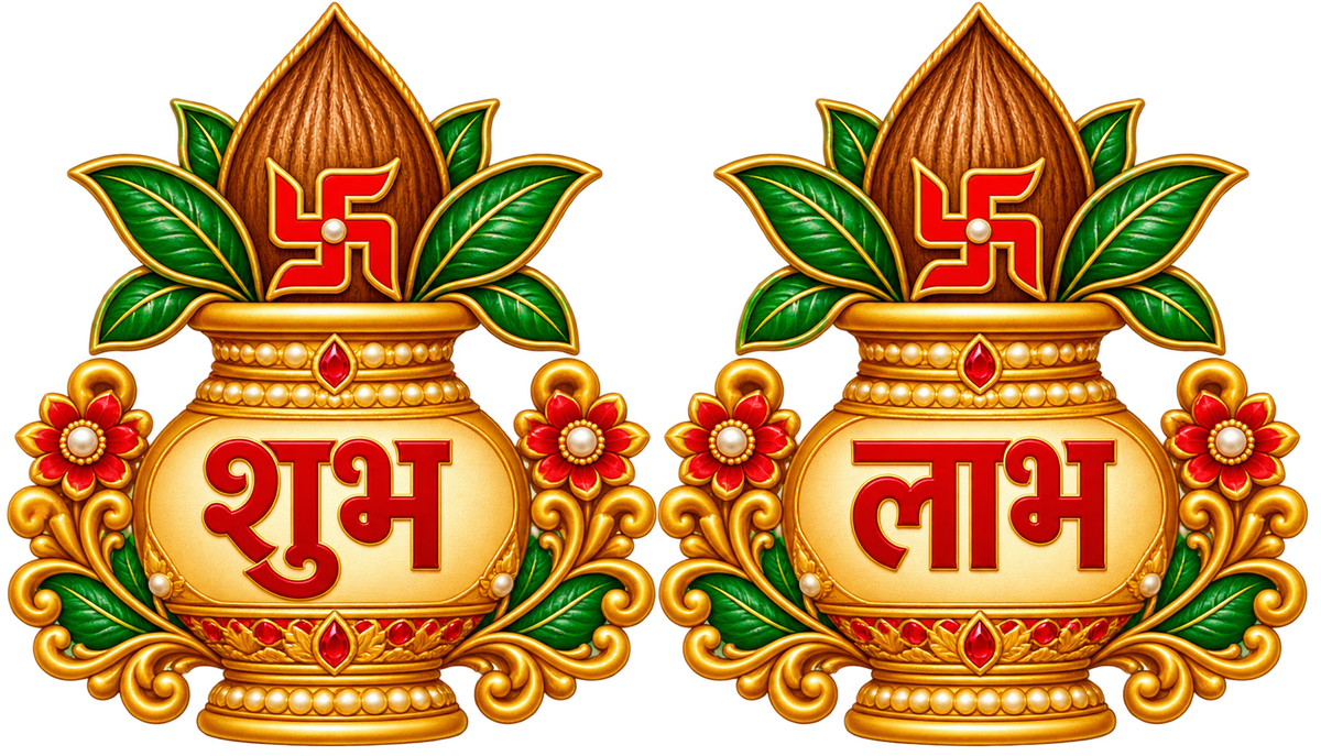 Premium Shubh Labh Kalash Wall Hanging Set – Traditional Swastik & Kalash Design Digital MDF 4 Inch | 10 Pair