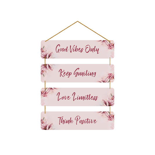 Think Positive Wooden Wall Hanging For Home / Room / Office & etc.