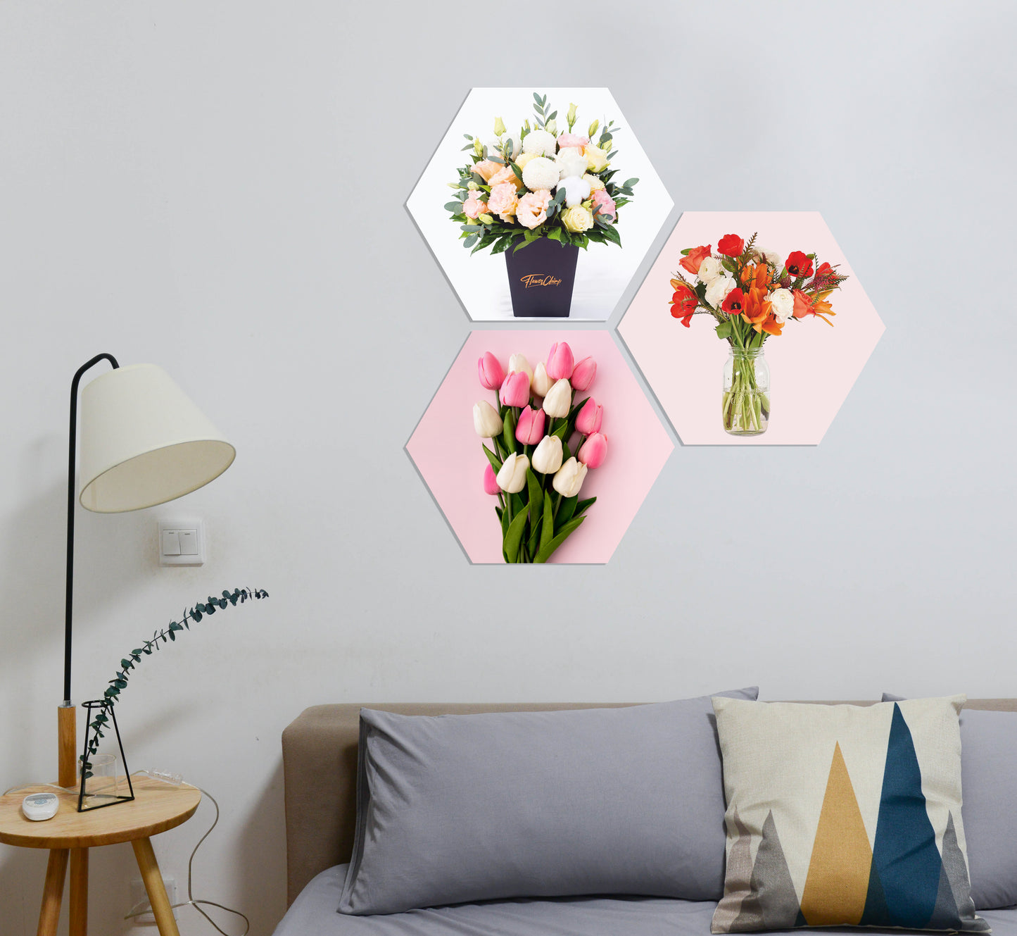 Beautiful Wall Decor Hexagonal flower Paintings  For Home / Room / Office & etc.