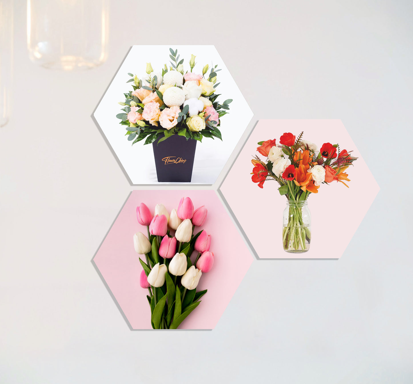 Beautiful Wall Decor Hexagonal flower Paintings  For Home / Room / Office & etc.