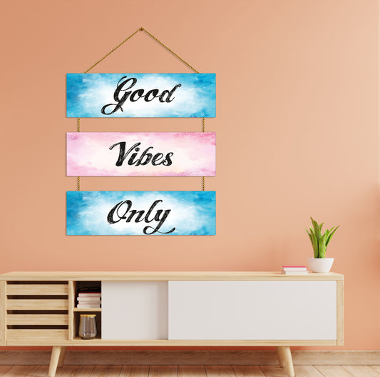 Positive Vibe Wooden Wall Hanging For Home / Room / Office & etc.