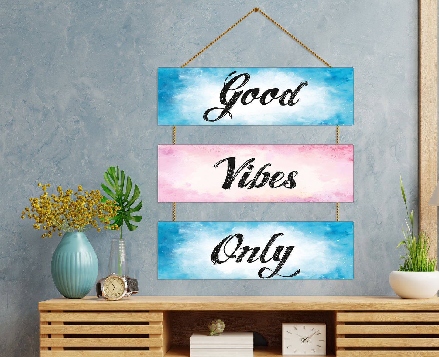 Positive Vibe Wooden Wall Hanging For Home / Room / Office & etc.