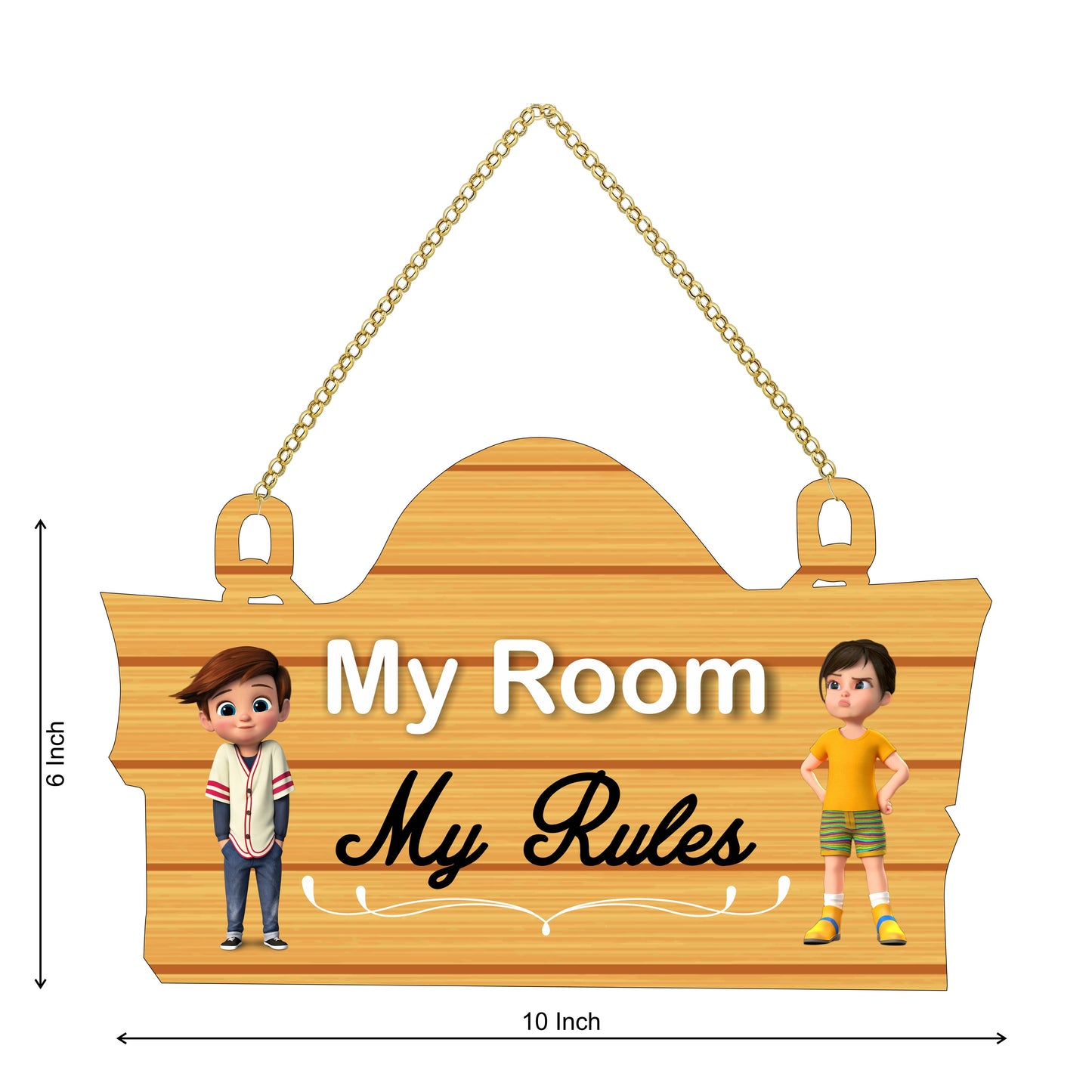 "My Room My Rules" Kids Room Wooden Wall Hanging For Home / Room / Office & etc.