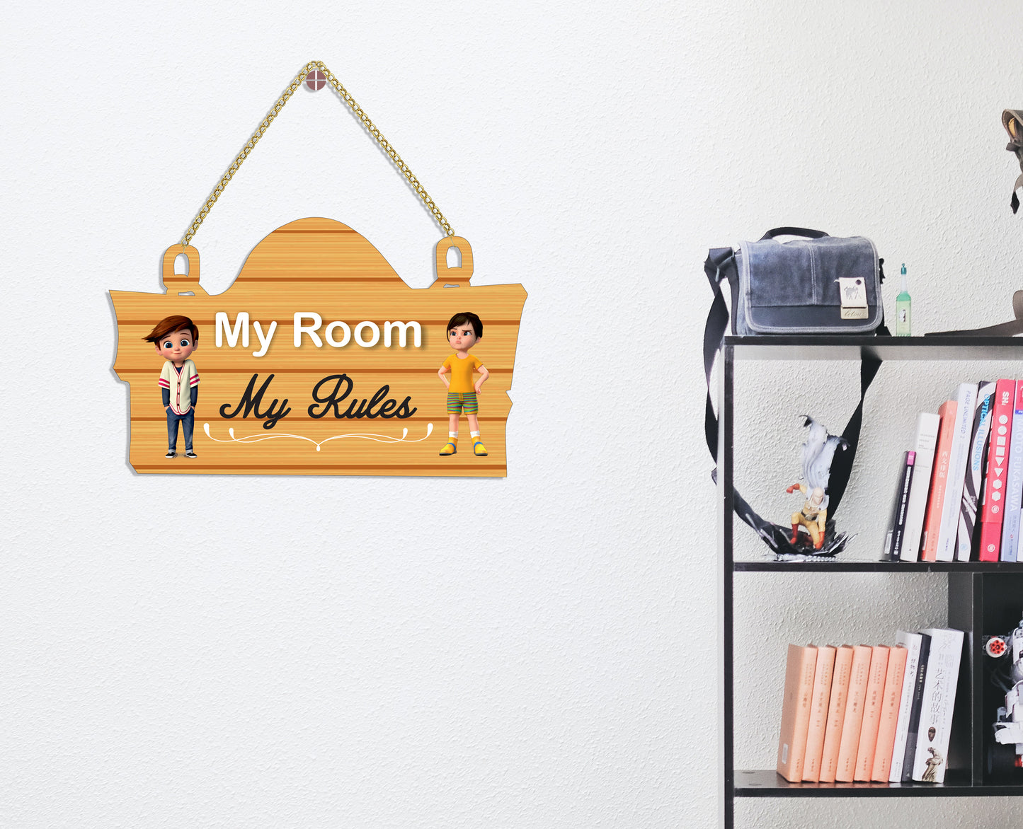 "My Room My Rules" Kids Room Wooden Wall Hanging For Home / Room / Office & etc.