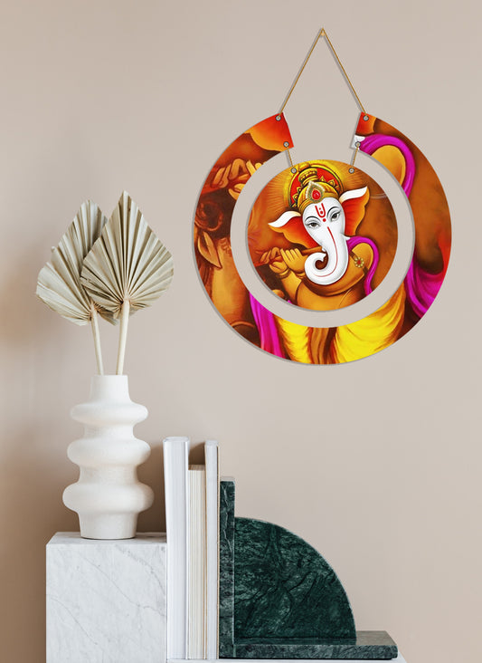 Lord Ganesha Wooden Wall Hanging For Home / Room / Office & etc.