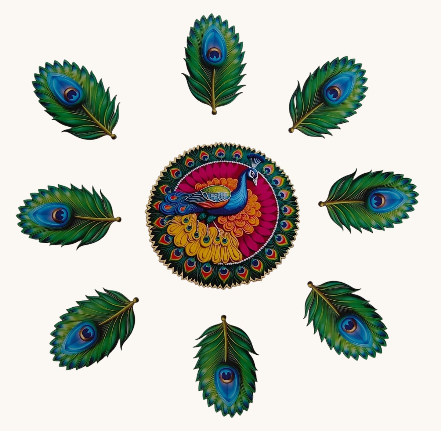 Premium Rangoli MDF Set | 9 Unique Decorative Rangoli Designs | Reusable Diwali, Pooja & Festival Floor Decor Set