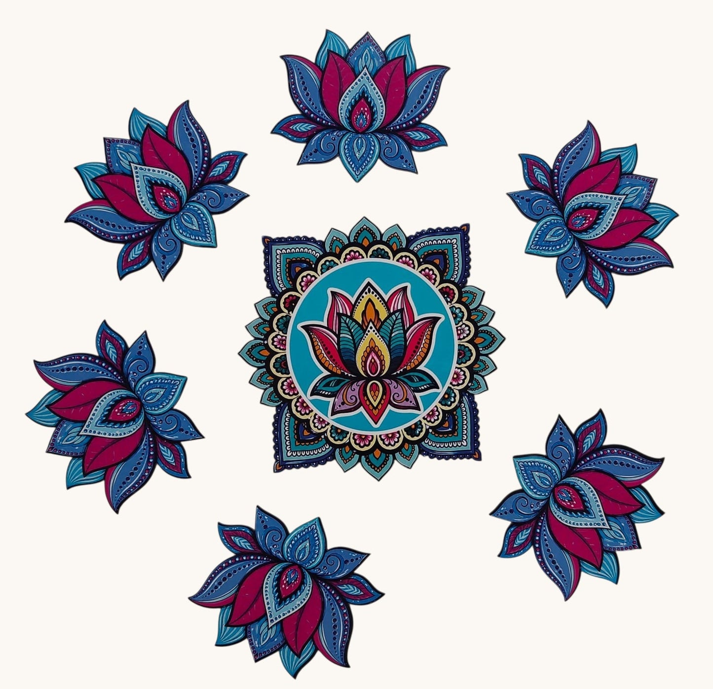 Premium Rangoli MDF Set | 9 Unique Decorative Rangoli Designs | Reusable Diwali, Pooja & Festival Floor Decor Set