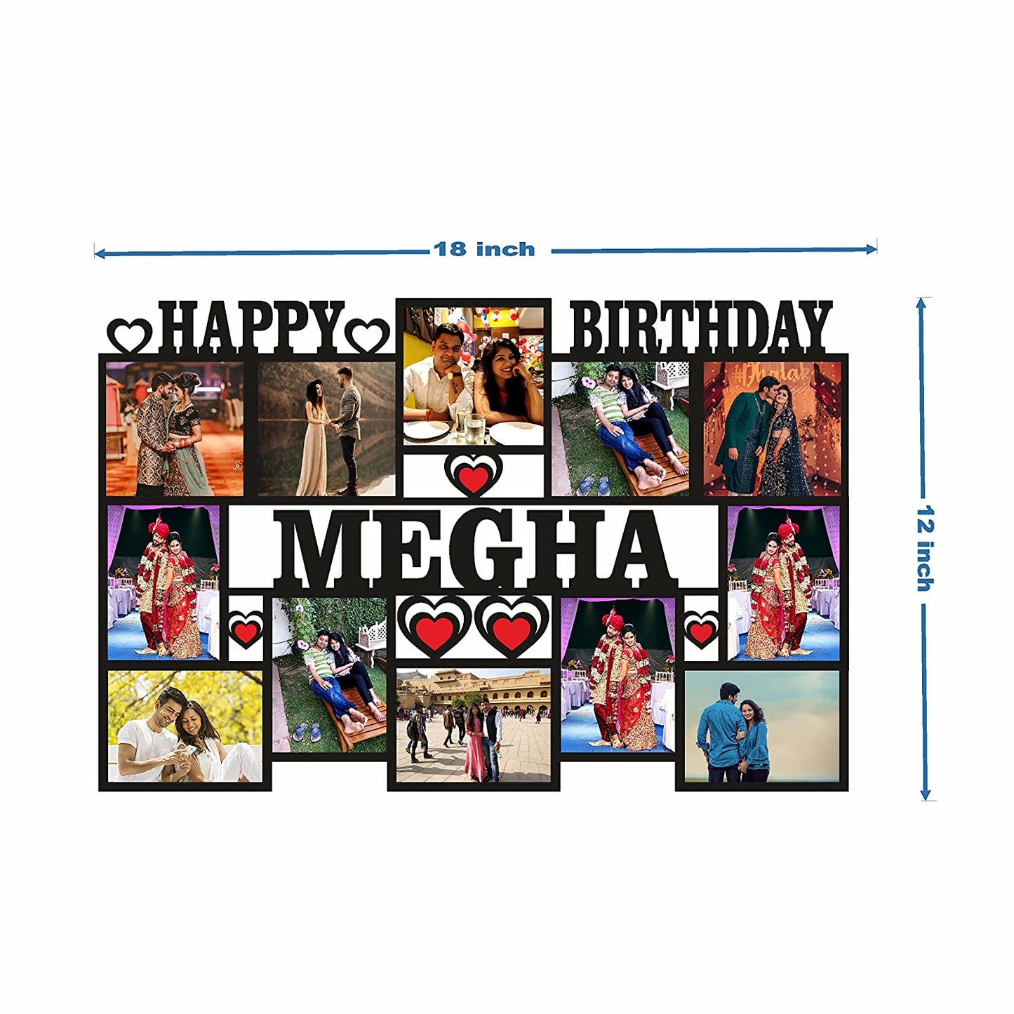 Pihu Creation Wood Personalized, Customized Gift Best Friends Reel Photo Collage gift for Friends, BFF with Frame, Birthday Gift,Anniversary Gift Table  (Multicolor, 12 Photo(s), 12x18 Inches)