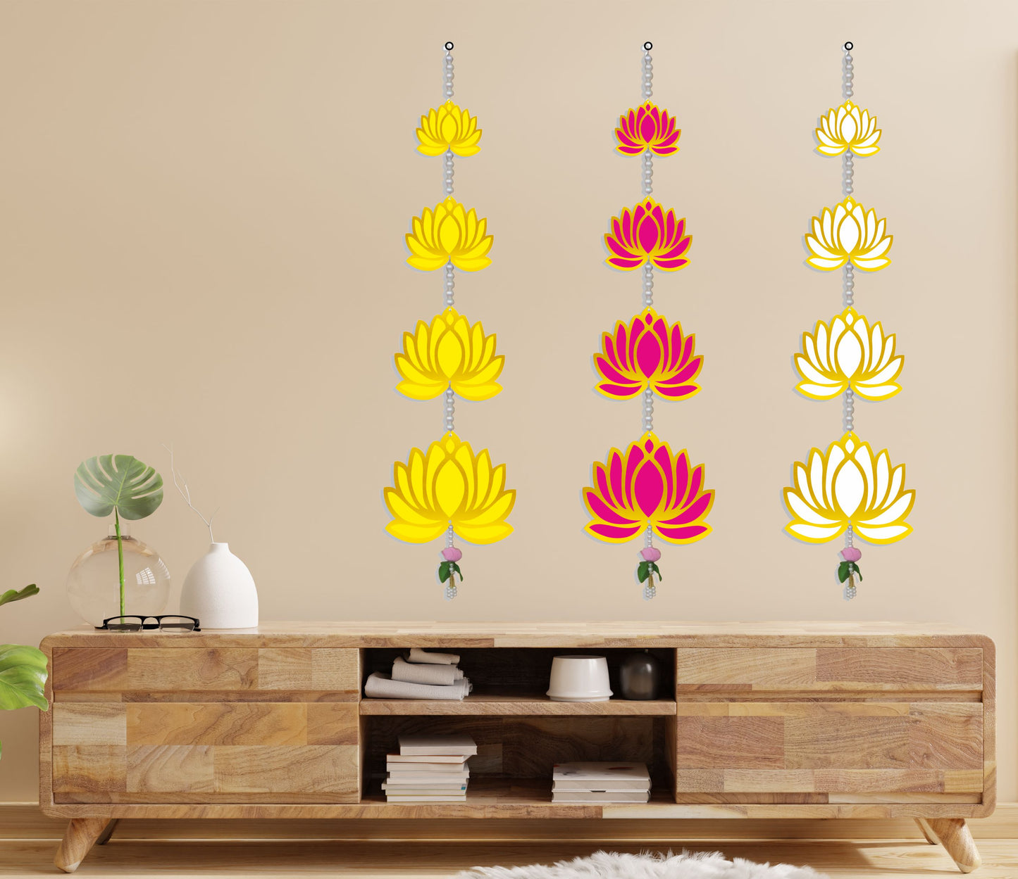 Pihu Creation Wood Wall Hanging Lotus For Room / Temple / Home & Etc