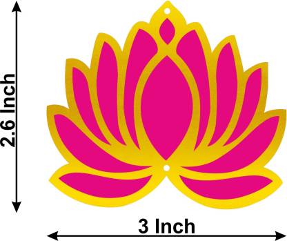 Gold Tone MDF Lotus Flower For Craft Designing Pack of 9