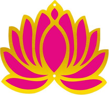 Gold Tone MDF Lotus Flower For Craft Designing Pack of 9